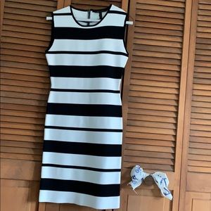 Black and white striped dress